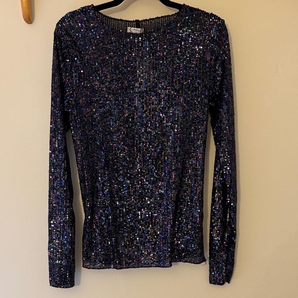 Free People Multicolor Sequin Blouse